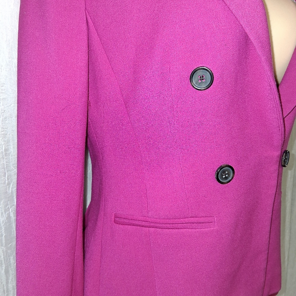 Anne Klein Women Size 4 Fuchsia Double-Breasted Blazer - Picture 10 of 15